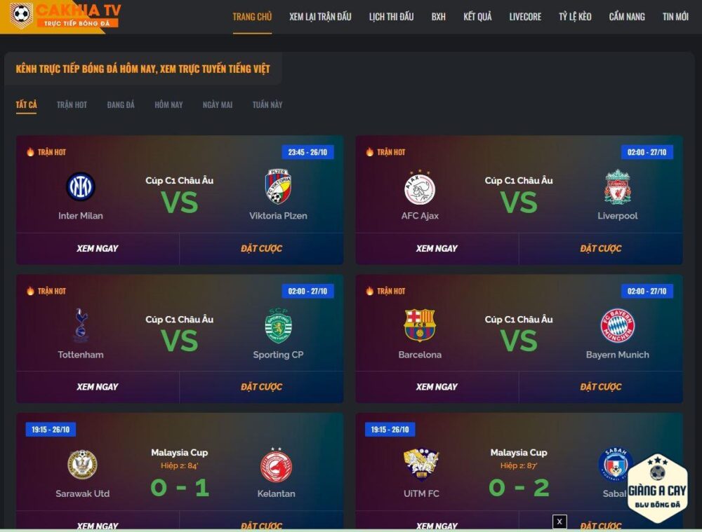 Cakhia TV trực tiếp bóng đá | Link vào Cakhia xem bong hot 23 Cakhia TV trực tiếp bóng đá nhiều trận đấu hấp dẫn khác nhau